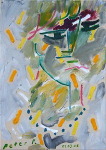 ´rhythmischer Frauenkopf mit coelinblauer Perlenkette ´