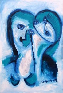 ´Zwei Koepfe (blau, schwebend) ´