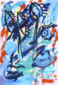 ´Zwei Köpfe (gestisch, grün) ´