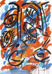 ´Zwei Köpfe (gestisch, rot) ´